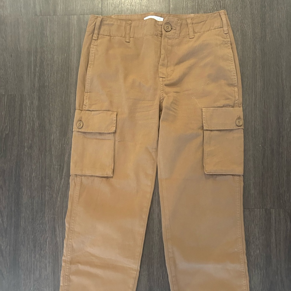 Frame Denim Women's Cropped Cargo Jeans in Brown - Picture 2 of 7